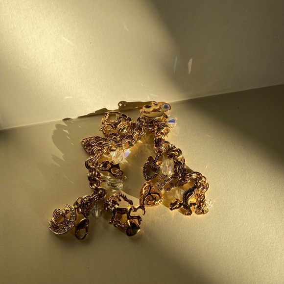 Kirks Folly Aurora Borealis style SWAROVSKI Crystal gold tone bracelet - Picture 6 of 16